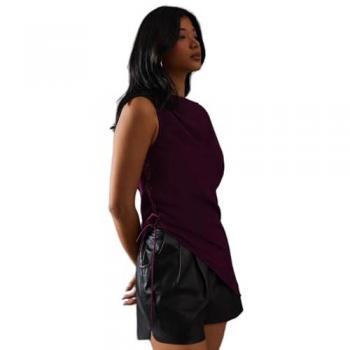Soft Lace-Up Purple Blouse