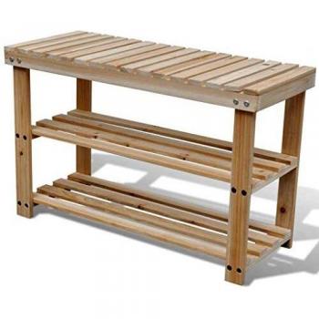 Zapatero 2 en 1 con Asiento de Madera de Abeto