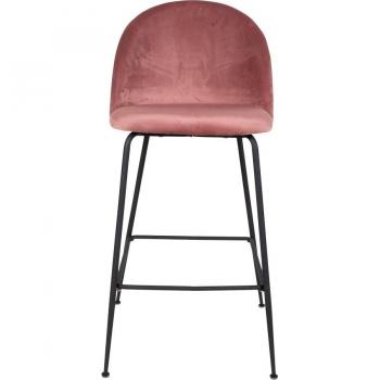 Bar Chair Rosa Velvet con Piernas en Negro