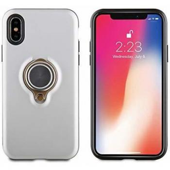 Muvit Carcasa Ring para iPhone X, Color Plateado
