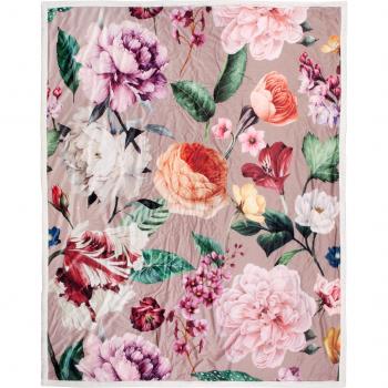 Kuscheldecke Descanso “Fiori” – Blumenmuster Sand