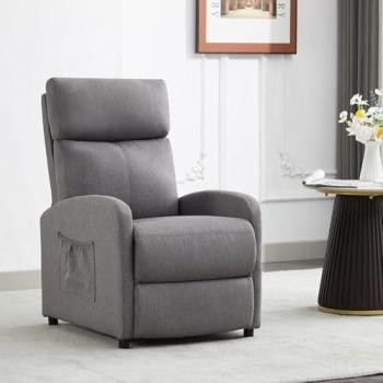 CozyWell Grey Linen Reclining Armchair