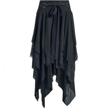 Jupe Femme Noir Gothic – Mi‑longue, Asymétrique, Gothicana by EMP