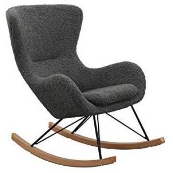 SalesFever Schaukelstuhl, grau, Bezug in Teddyfell Optik