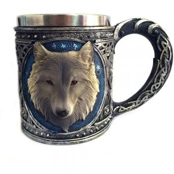 Resin Wolf King Head Tea Cup