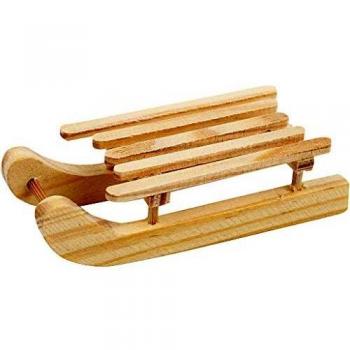 Luge d'hiver en bois de pin de 6,5 x 2,5 cm et composée de deux éléments