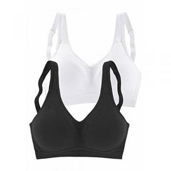Soft-BH PETITE FLEUR Gr. 105, Cup C, schwarz-weiß (weiß, schwarz), Damen, Jersey, Obermaterial: 90% Baumwolle, 10% Elasthan, BHs, ohne Bügel, in abdeckender Schnittform