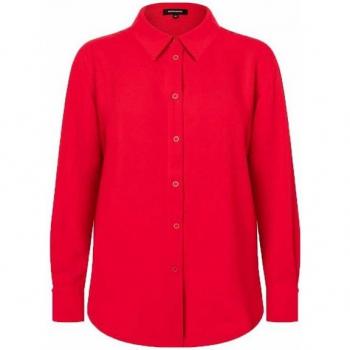 Mehr & Mehr Damenhemdbluse Regular Fit – Rot, 40, mit Knopfreihe