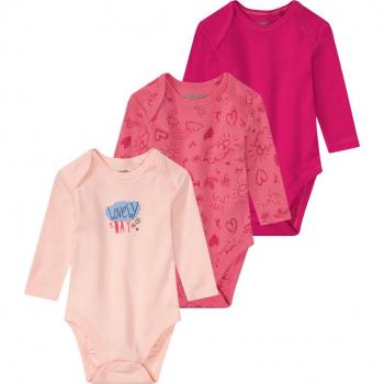 Lot de 3 bodies pour bébé lupilu® (rose clair/rose foncé/violette)