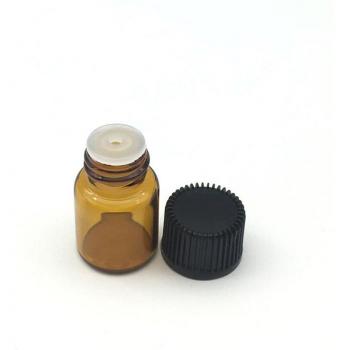10Pcs 2ml Mini Amber Glass Bottles with Cap for Essential Oils