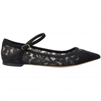 Dolce & Gabbana Black Lace Bellucci Flats Shoes