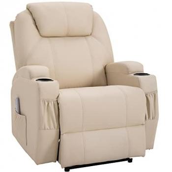Fauteuil de relaxation HOMCOM inclinaison électrique revêtement synthétique crème