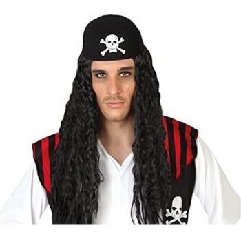 Perruque de pirate avec foulard Noir