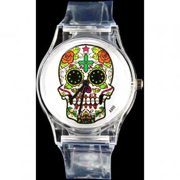 Evil Devil and Rose Flower Quartz Watch with White Band