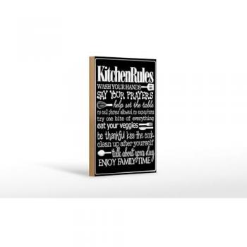Dekoratives Holzschild 12x18 cm Küchenregeln Hände waschen
