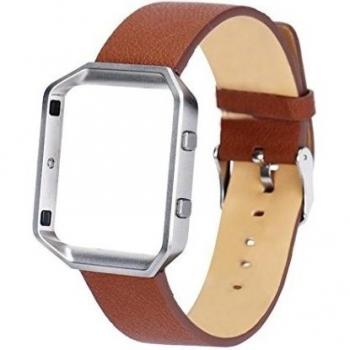 Transer® Banda de reloj de cuero con marco para Fitbit Blaze