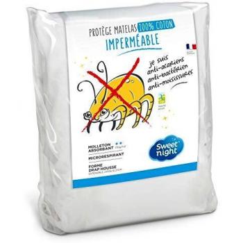 Protège-Matelas Sweetnight 2x80x200 cm avec Tissu Imperméable et Anti-Acariens