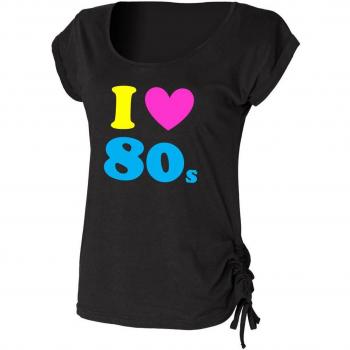 I Love The 80s Ladies Drawstring Top (S/8-10) Black