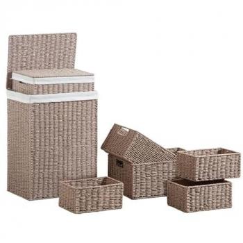 Corbeilles de rangement taupe en papier cordé (Lot de 7)