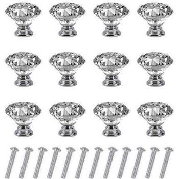 Transparent Diamond Shape Drawer Pulls – 30mm Set