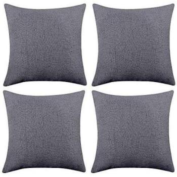 Deconovo Faux Linen Chair Cushion Protectors 16x16 Inches x4