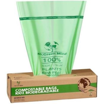 Sacs poubelle compostables Mr. Green Mind 60L, pack de 60