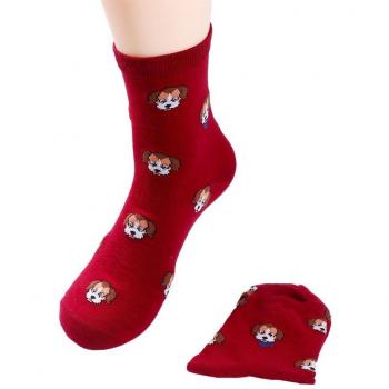 Baumwollsocken für Frauen mit Pudel und Beagle Motiven