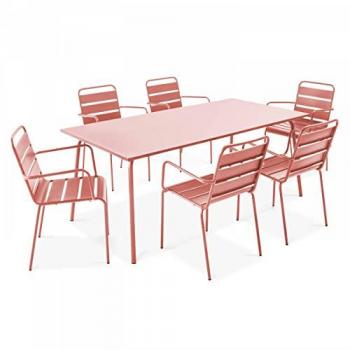 Set Terrasse Métallique Argile 6 Fauteuils – OVIALA