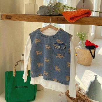 Boys Printed Denim Vest 9975B