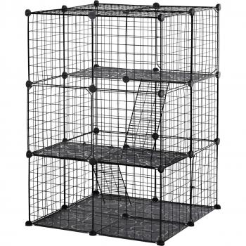 PawHut Pet Playpen DIY Small Animal Cage with Doors and Ramps