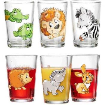 Bunte Kindergläser Happy Zoo 205 ml 6er Set