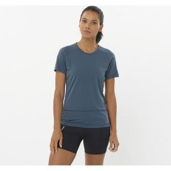 Salomon Damenlaufshirt Cross Run Kurzarm blau