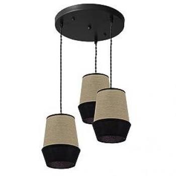 Lampe circulaire 3 spots Saco Noir 36x36 cm