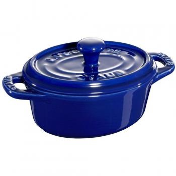 Cocotte Ovale Mini in Ceramica Staub 11 cm, Blu Scuro