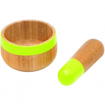Pebbly NBA074 Set Pilon & Mortier Bambou Vert 14 x 14 x 4 cm 2 unité