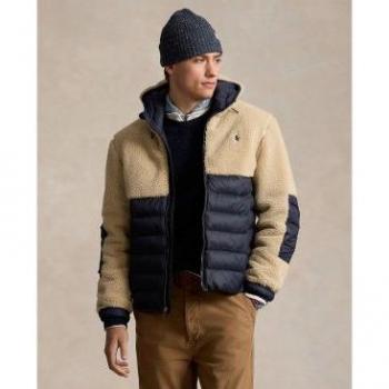 Beige Steppjacke mit Kapuze Modell 'TERRA'