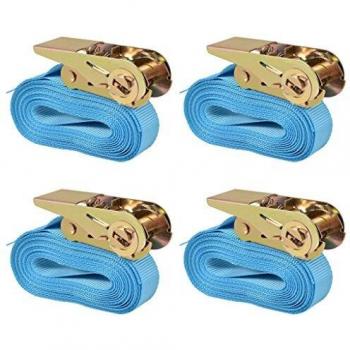 VidaXL Cinghie di Sicurezza con Cricchetto 4 pz 0,8 T 6m x 25mm Blu