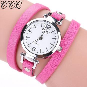 CCQ Luxus Damenarmbanduhr mit Lederband