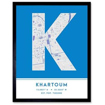 Blue Khartoum Coo Letter Map Decor