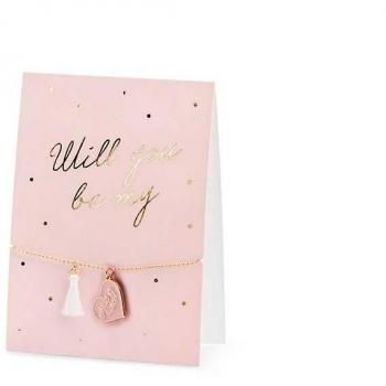 Hochzeitsanfrage: Meine Trauzeugin? – Partydeko-Karte mit Armband – 10,5 × 14,8 cm
