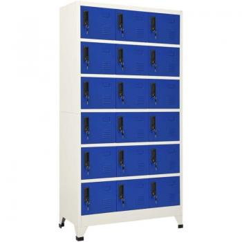 Rangement Bureau Prolenta Premium – Armoire à Casiers Gris/Bleu