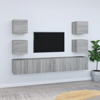 Set TV 7 pezzi Grigio Sonoma in Legno Multistrato