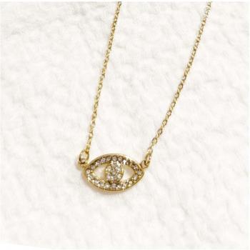 R6383 Steel Necklace with White Gold Eye