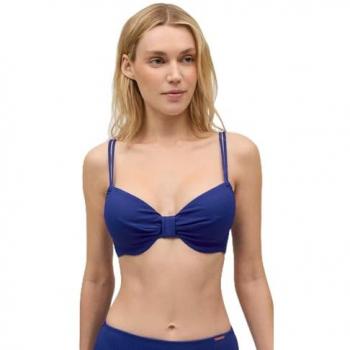 Top bikini reductor con aro y copas D en tejido piqué