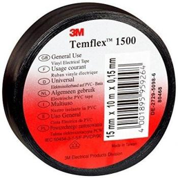 3M TSCH1525 Temflex 1500 Isolierband, 15 mm x 25 m, Schwarz
