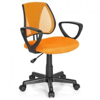 Kiddy CD Bürostuhl für Kinder – hjh OFFICE, höhenverstellbar, orange Netzstoff