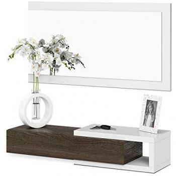 Recibidor Habitdesign con cajón y espejo, 19 x 95 x 26 cm