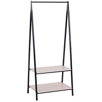 HOMCOM Metal Coat Clothes Stand Shoes Storage Organisation shelves