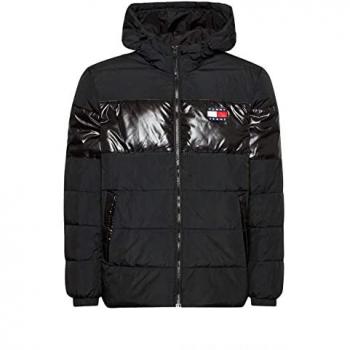 Tommy Jeans Herren Softshell-Doudoune Schwarz, Flaggenlogo, M