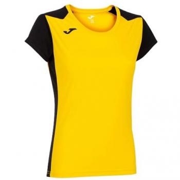 Joma Record II t-shirt donna, stile bicolore giallo-nero, taglia S